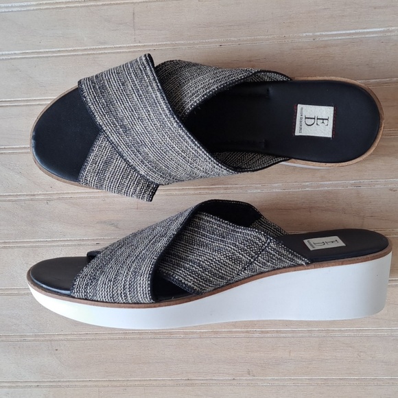 ED Ellen Degeneres Svetlana Cross Strap Knit Wedge Platform Sandals Slide - Picture 1 of 13